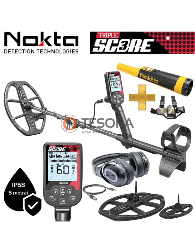 NOKTA SCORE 3 (triple score) PRO PACK metalo detektorius + ACCUPOINT pinpointeris DOVANA!