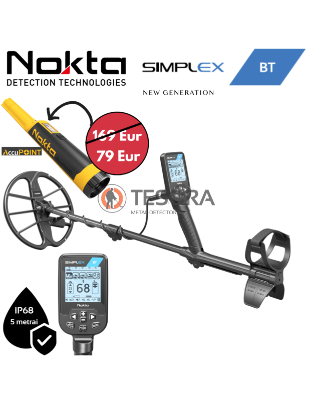 NOKTA SIMPLEX BT metalo detektorius + AccuPoint pinpointeris pigiau! 