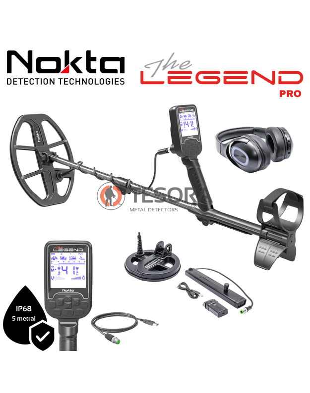 Nokta LEGEND WHP PRO metalo detektorius su LG30 rite, belaidėmis ausinėmis, papildoma rite, papildomu akumuliatoriumi