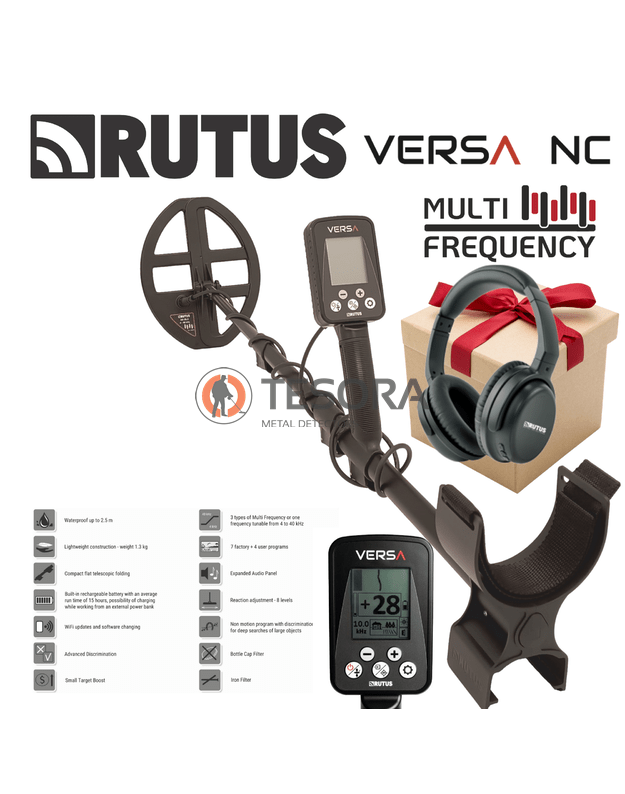 RUTUS VERSA VC metalo detektorius su 28,5cm DD rite + DOVANA SR belaidės ausinės