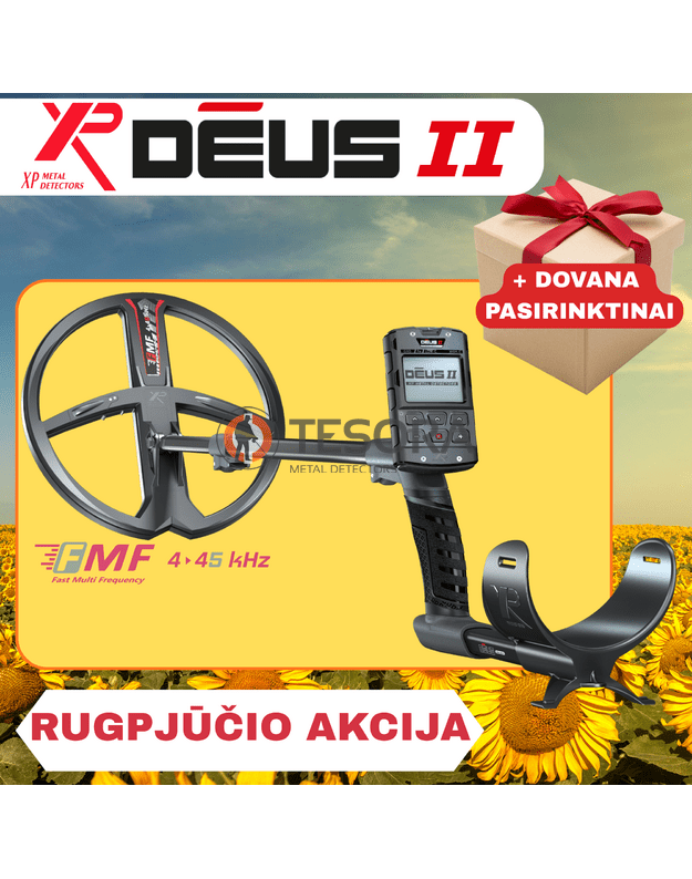 XP DEUS 2 metalo detektorius tik su pultu ir pasirenkama rite + DOVANA