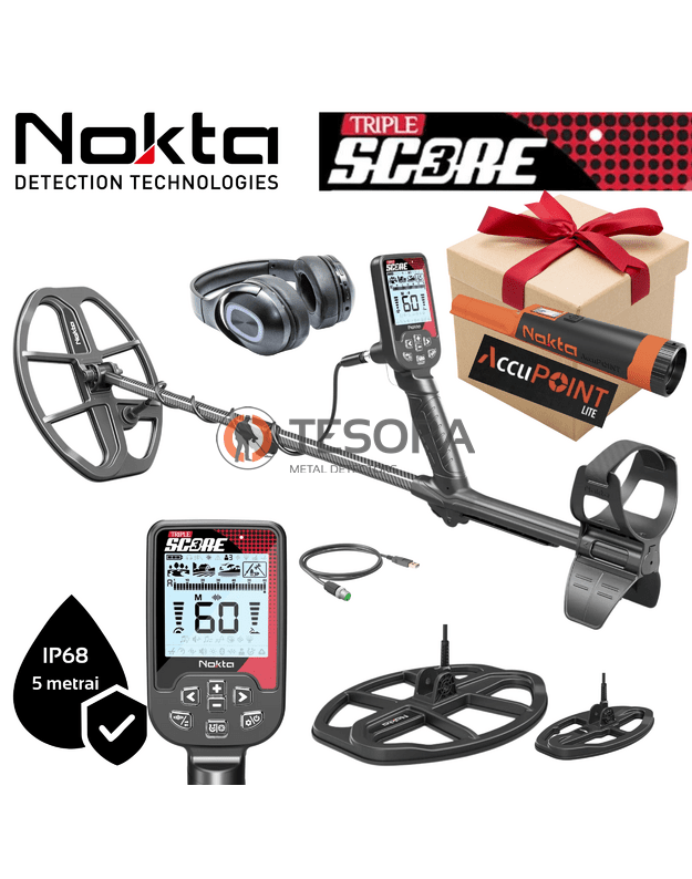 NOKTA SCORE 3 (triple score) PRO PACK metalo detektorius + ACCUPOINT LITE pinpointeris DOVANA!