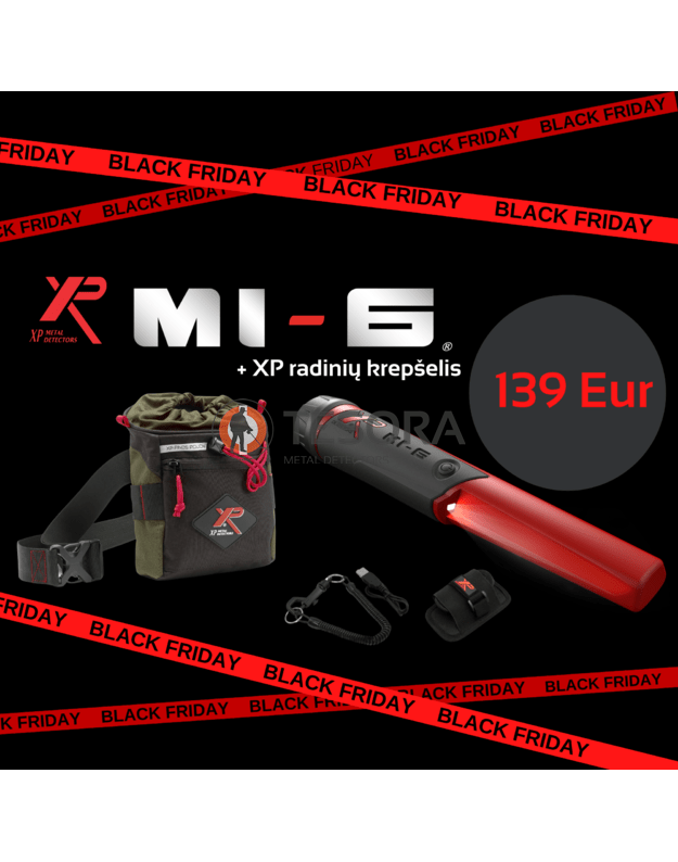 XP MI-6 pinpointeris + XP radinių krepšelis dovanų  BLACK FRIDAY