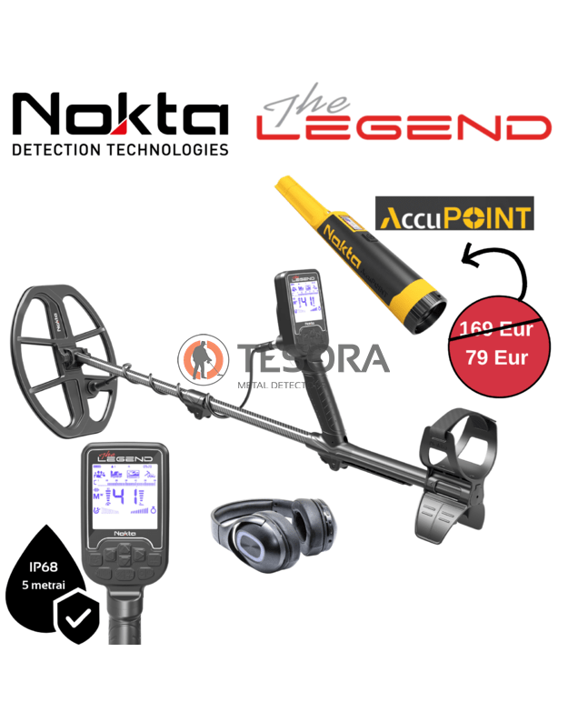 Nokta LEGEND WHP metalo detektorius su LG30 rite ir belaidėmis ausinėmis + Accupoint pinpointeris PIGIAU!