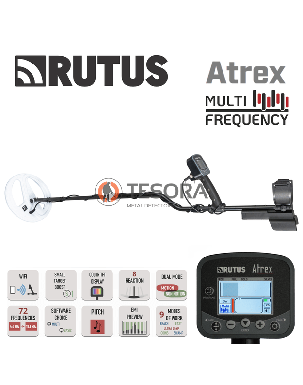 Rutus ATREX metalo detektorius su 29cm (white coil) rite