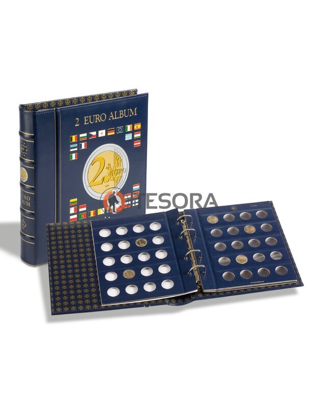 VISTA ,, 2 - Euro " monetų albumas su 4 įdėtiniais lapais + valstybių lipdukai (Leuchtturm)